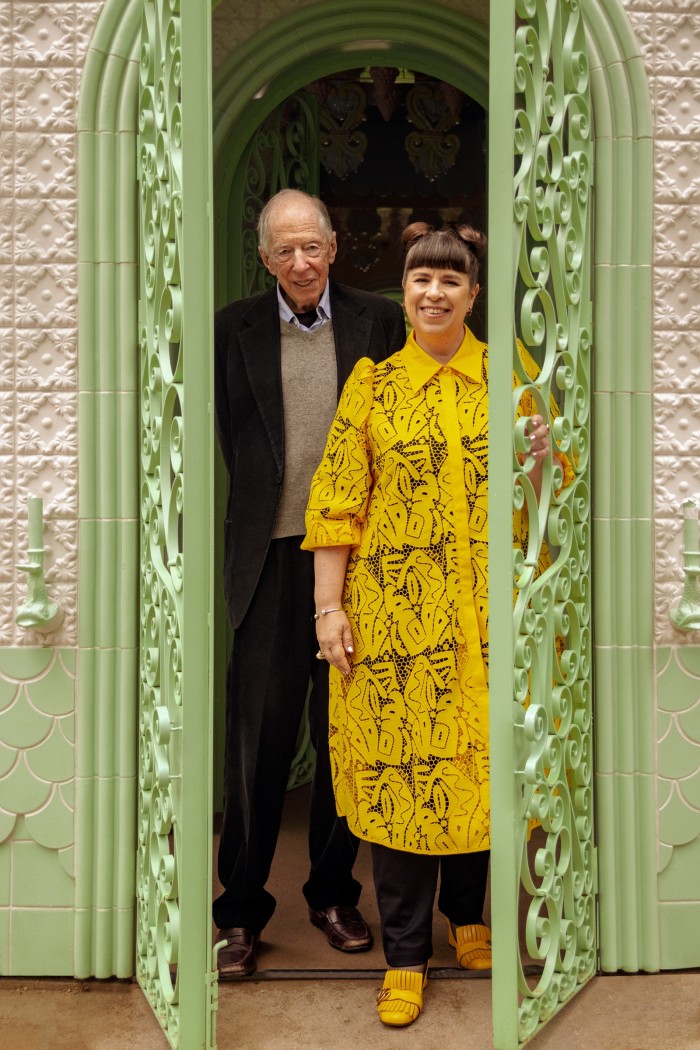 Lord Rothschild and Joana Vasconcelos inside the Wedding Cake