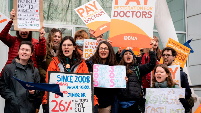 Strikers on a BMA picket line in London 