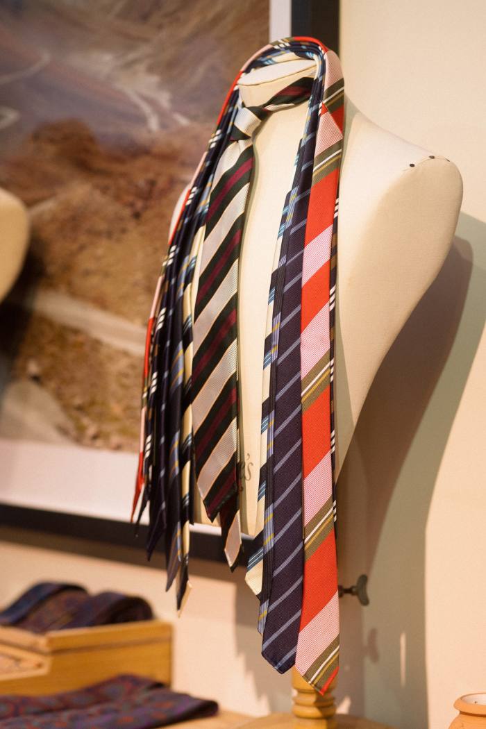 Striped silk ties, £145
