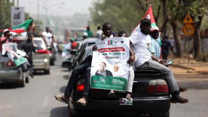Supporters of the Labour party’s Peter Obi demonstrate in Abuja