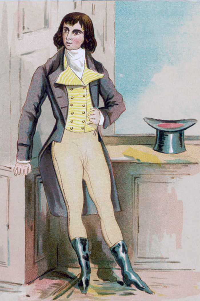Illustration of a fancy 18th-century man with yellow waistcoast