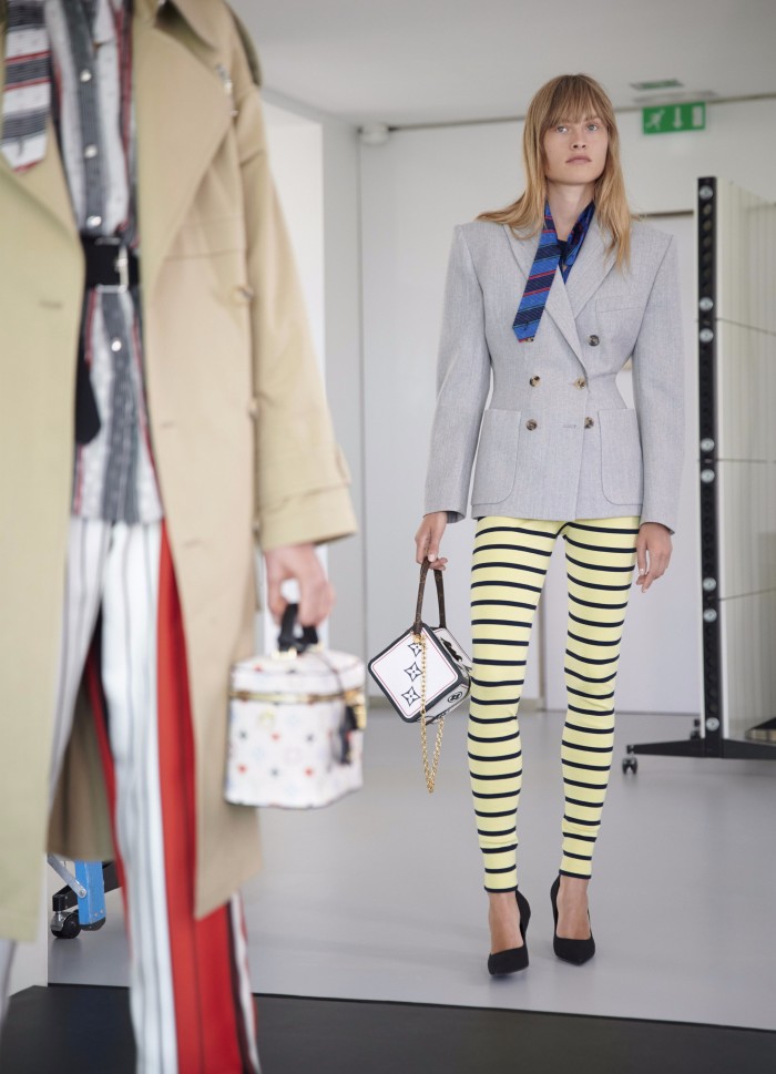 Louis Vuitton’s cruise collection featured striped leggings