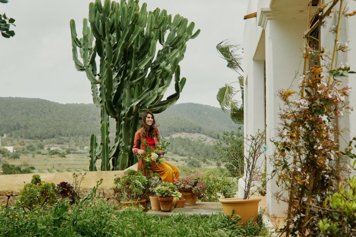 Patricia Marañon in the garden of her home