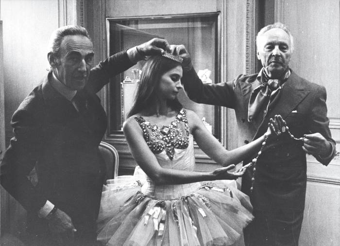 Pierre Arpels (left) with George Balanchine and ballerina Suzanne Farrell, c1976