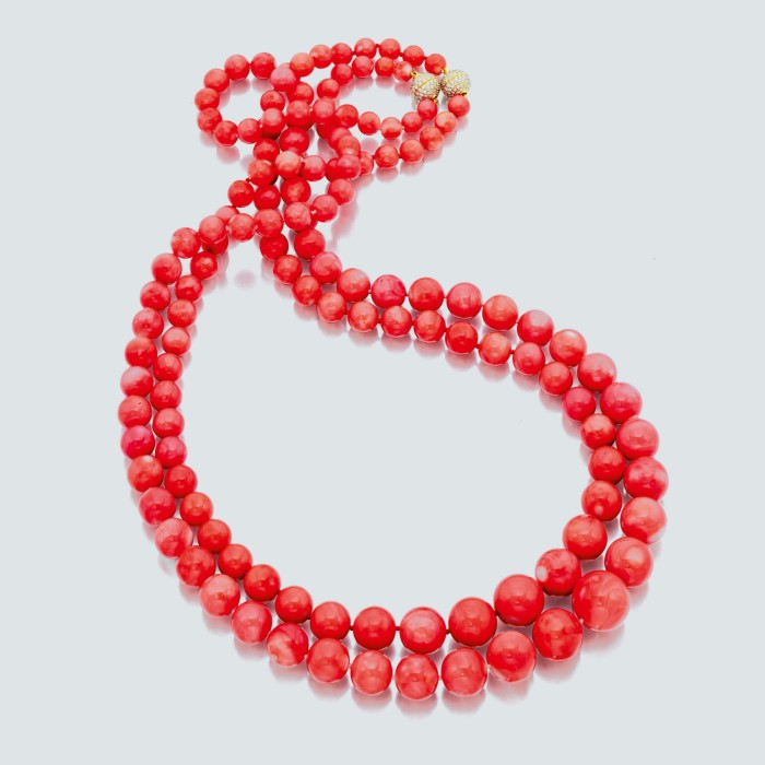 Assael Angel Skin coral, diamond and gold necklace, from $55,000