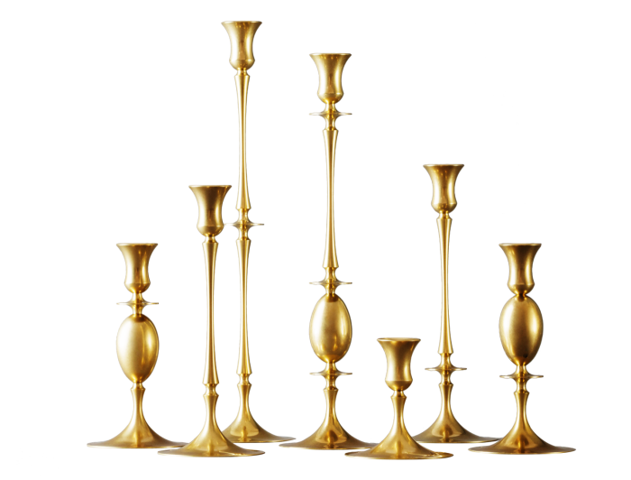 Ted Muehling Biedermeier burnished brass candlesticks, from $490