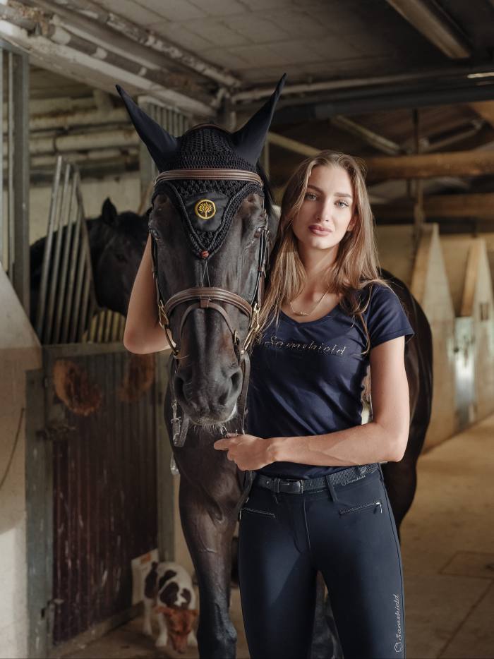 Pinault has modelled for the equestrian fashion house Miasuki