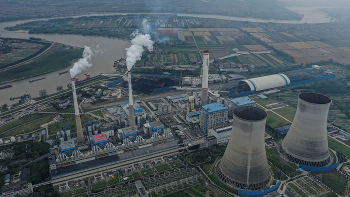 An aerial view of a coal-fired power plant in China’s Hubei province