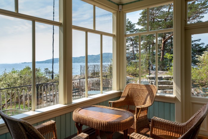 The veranda with views out to the Oslofjord