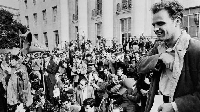 Students campaign for free speech at the University of California, Berkeley in 1964. Today's radicals, like those of the 1960s, sometimes express their demands in extreme terms