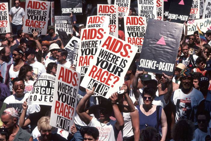 A protest by Act Up against the AIDS crisis, in New York in 1994
