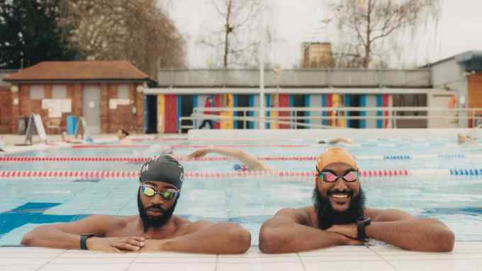 Peigh Asante (left) and Nathaniel Cole at London Fields Lido, Hackney