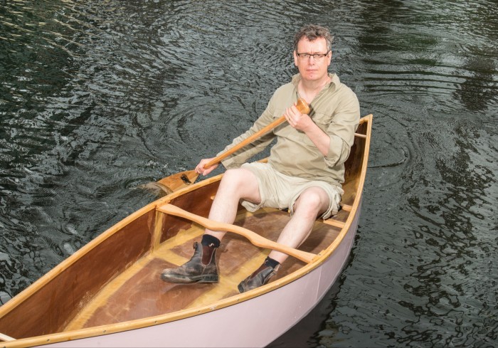 The author in the Regent’s Canal in a Yukan Canadian canoe