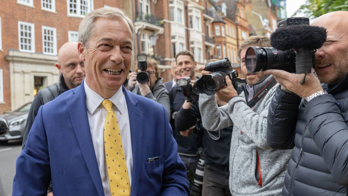 Nigel Farage arriving at the Donald Trump fundraiser in London 