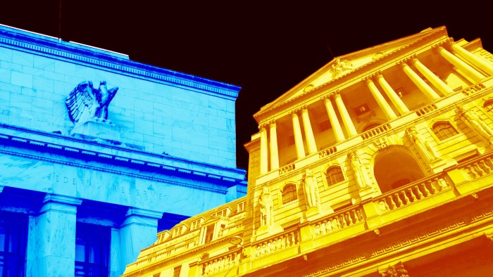 Montage of image of the US Federal Reserve and the Bank of England buildings