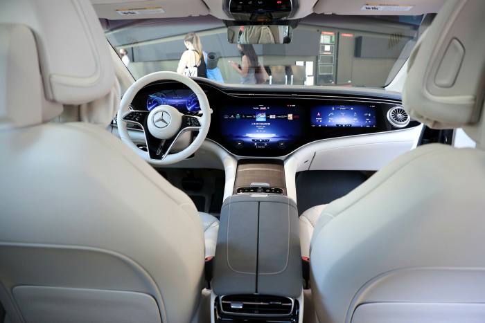 An interior view of the new Mercedes-Benz All-Electric EQS Sedan