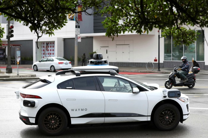 A Waymo autonomous vehicle drives along Masonic Avenue on April 11, 2022 in San Francisco, California