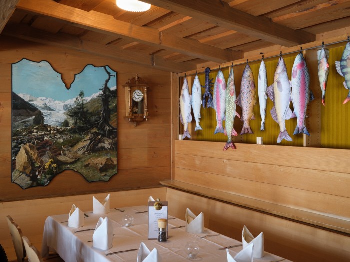 A 19th-century Italian Tyrol painting hangs in the restaurant