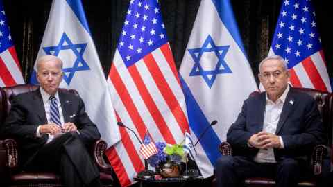 Joe Biden with Benjamin Netanyahu during the US president’s visit to Tel Aviv in October