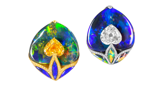 Boghossian white- and yellow- gold, diamond and opal Kissing earrings, POA