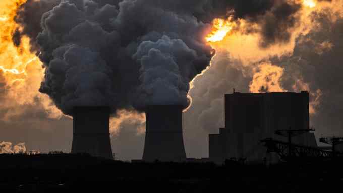The lignite-fired power station of Schwarze Pumpe is pictured during sunrise