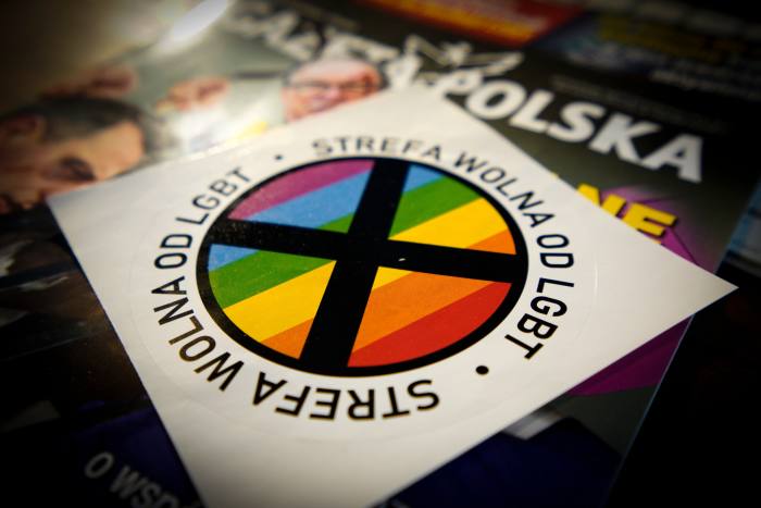 An ‘LGBT-free zone’ sticker