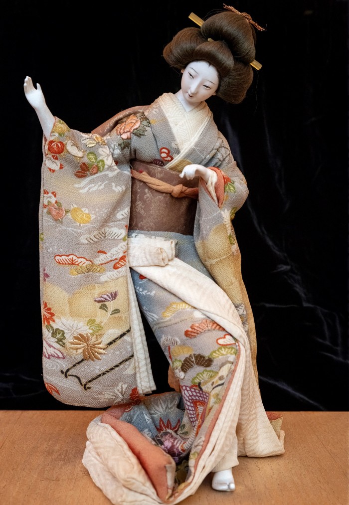 A 200-year-old piece from Pei’s collection of antique geisha dolls