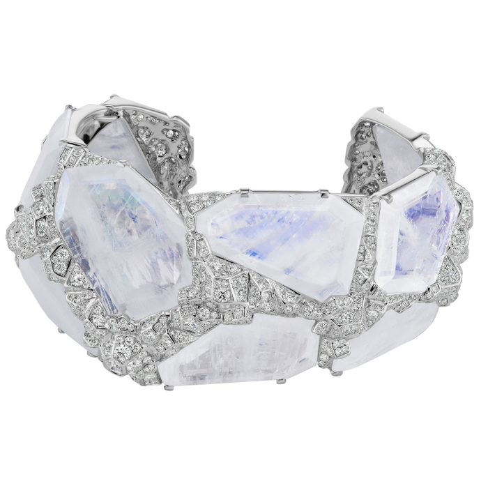 Blue moonstone diamond cuff by Neha Dani