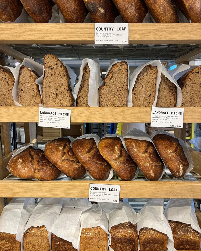 Loaves on sale at Landrace Bakery