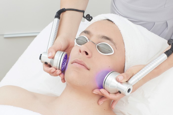 A facial with blue light therapy at Debbie Thomas