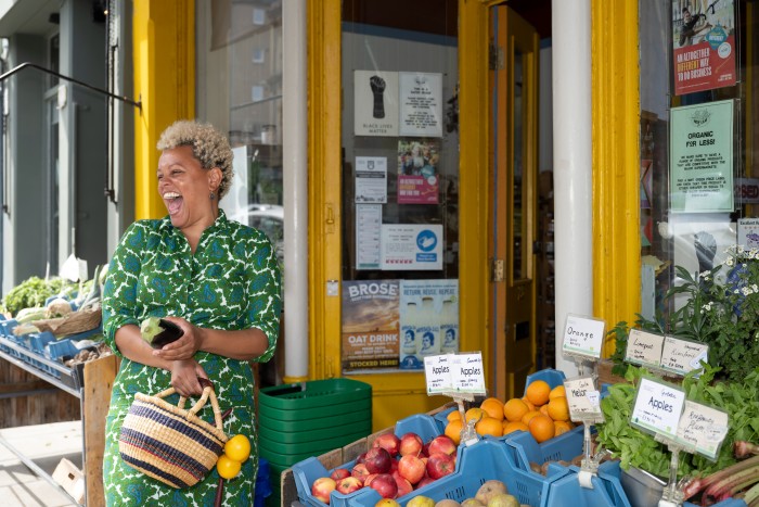 Cairney shopping at New Leaf Co-operative in Marchmont