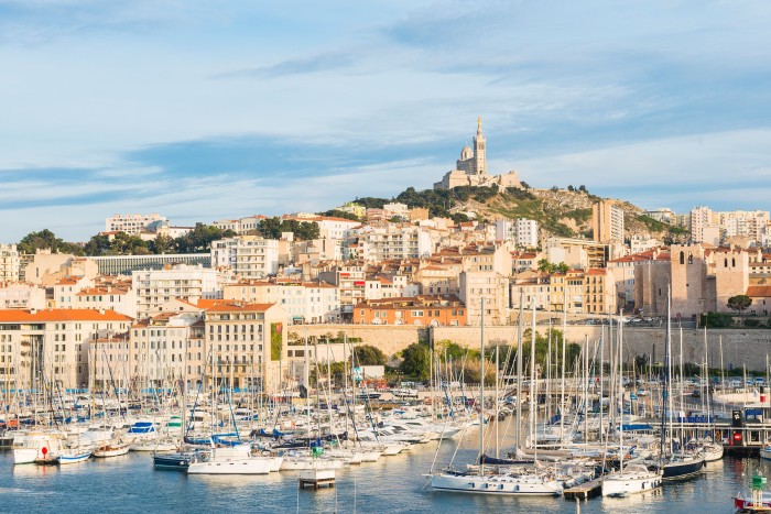 The Old Port of Marseille with Notre-Dame de la Garde in the background