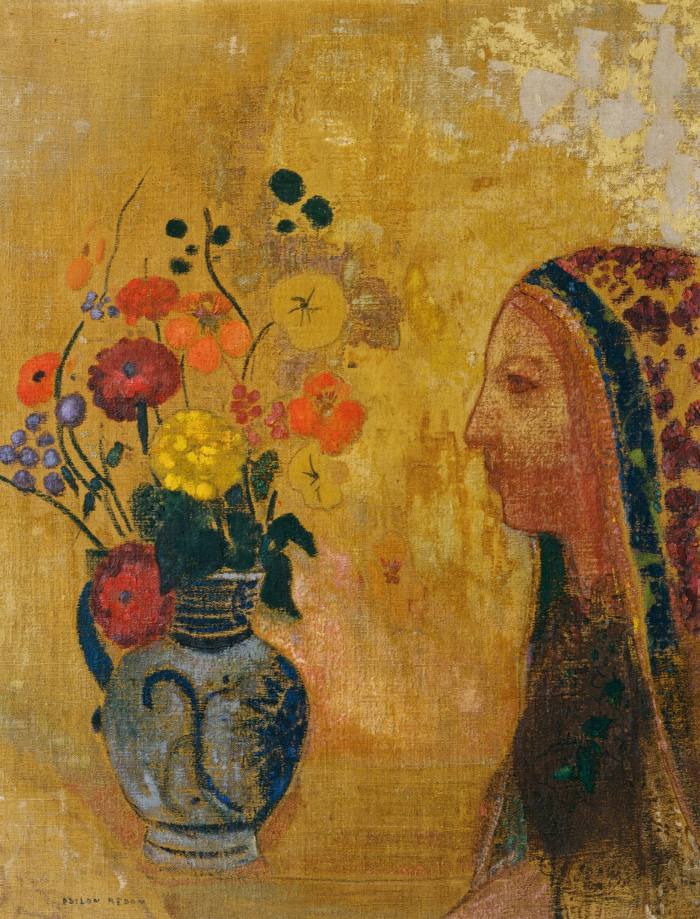 Profile of a Woman with a Vase of Flowers, c.1895, by Odilon Redon