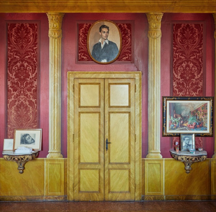 The cinema room, with a portrait of Count Brando Brandolini d’Adda in his late teens by Guido Tallone