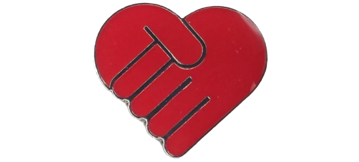 British Heart Foundation metal Holding Hands pin badge, £2. All profits go to the British Heart Foundation