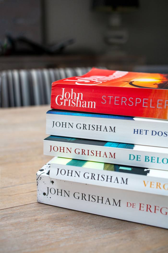 A selection of John Grisham thrillers, which he reads to relax