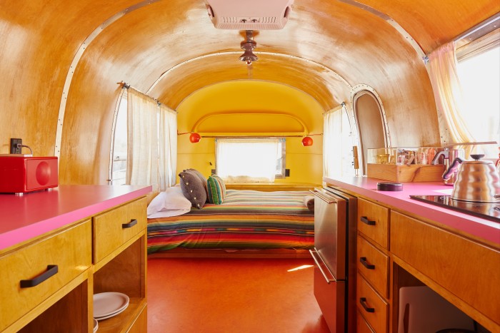 One of the trailers at El Cosmico in Marfa, Texas