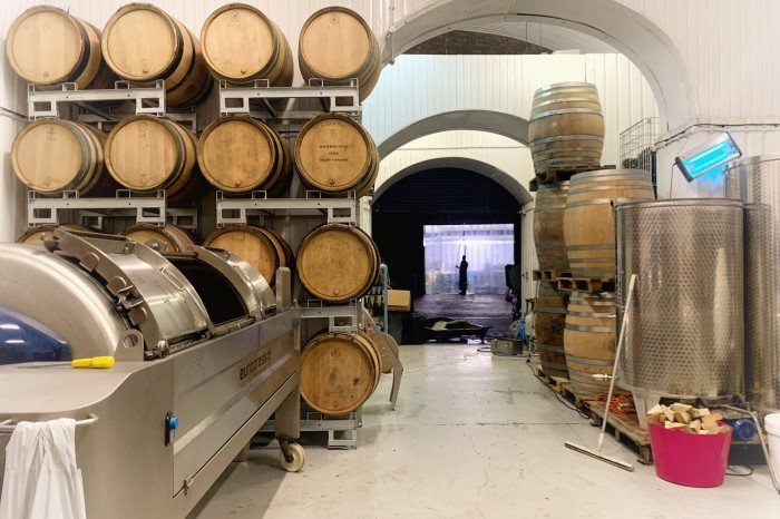 Inside the winery, which uses only English fruit