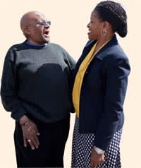 Tutu with his daughter Mpho, an ordained priest and director of Tutu’s foundation