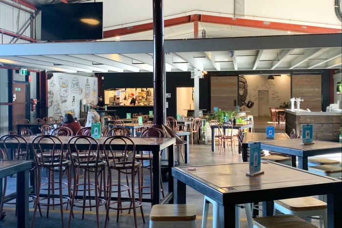 The industrial-chic interior of the Jetty Road Brewery