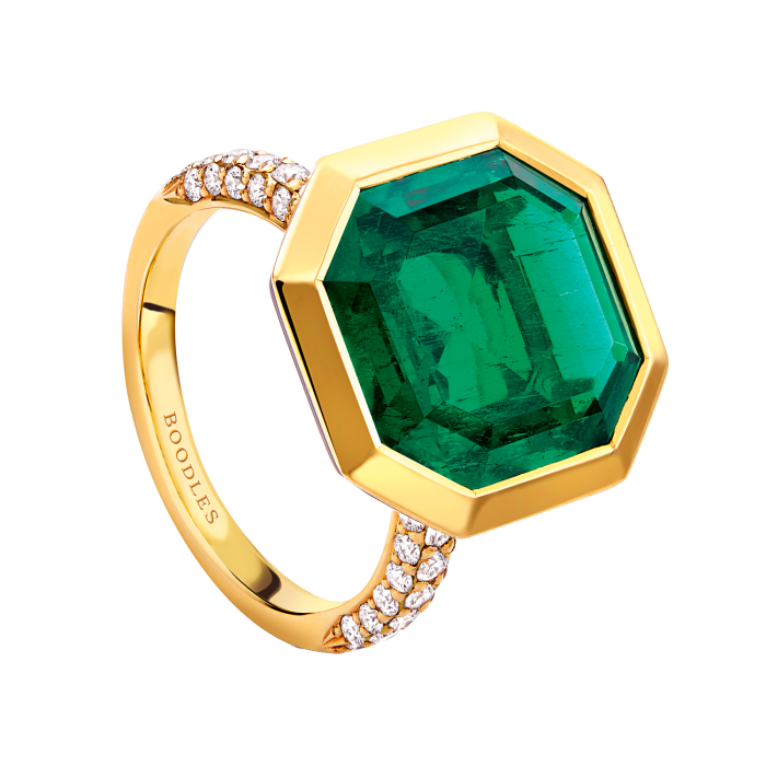 Boodles gold, diamond and emerald Florentine ring, POA