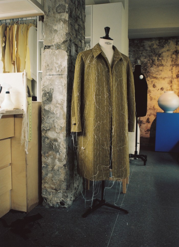 A wool coat in progress 