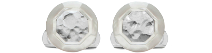 Brioni hammered silver and mother-of-pearl Octagonal cufflinks, £920