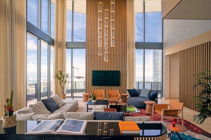 A duplex penthouse in Downtown Miami’s Brickell Flatiron Condominium, $9.4m with CMC Real Estate