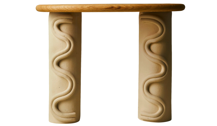 Miyelle oak and stoneware Sway side table, £1,490, glassette.com