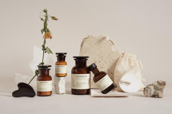 Loopeco skincare in plastic-free, compostable packaging, available from 22 April