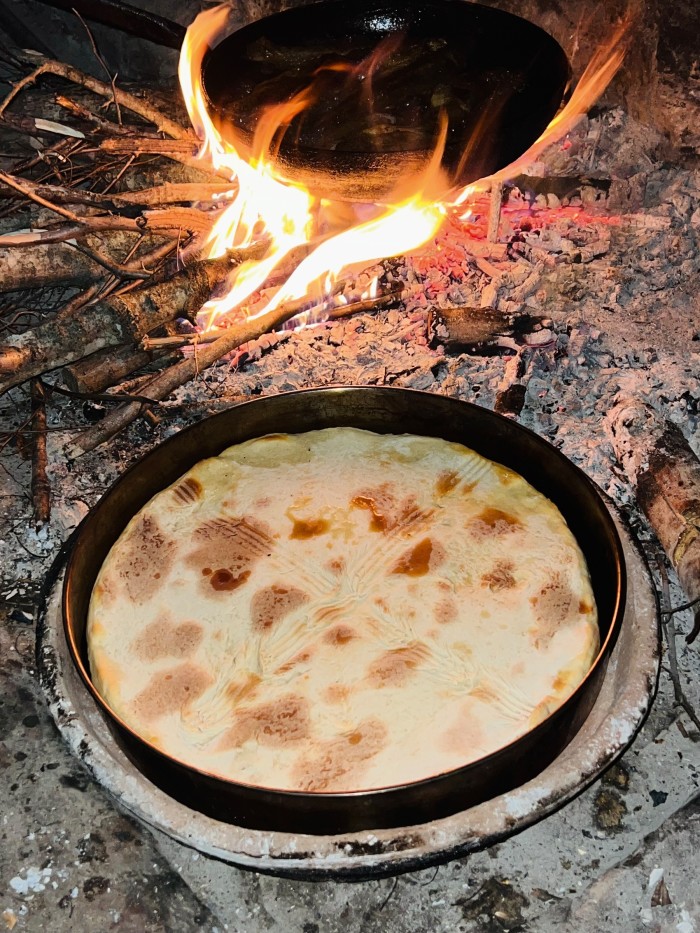 Fli, a traditional Albanian many-layered crêpe with mountain cheese