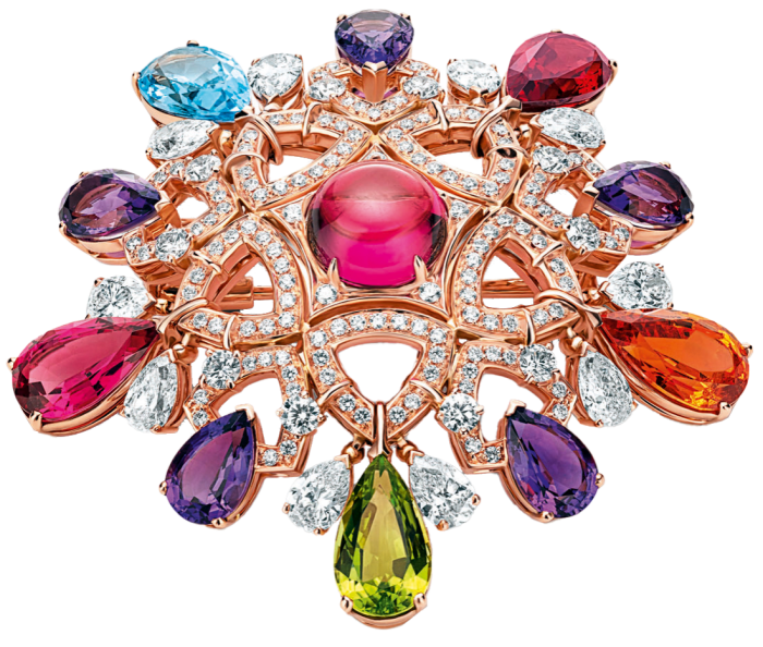 Bulgari Barocko tourmaline, amethyst, diamond and pink-gold Colour of Grace brooch, POA