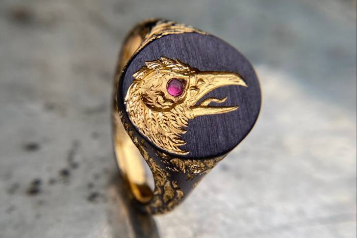 Smith’s gold and ruby Tower Of signet ring