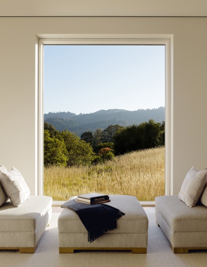 A countryside view in the Portola Valley barn conversion by Walker Warner Architects